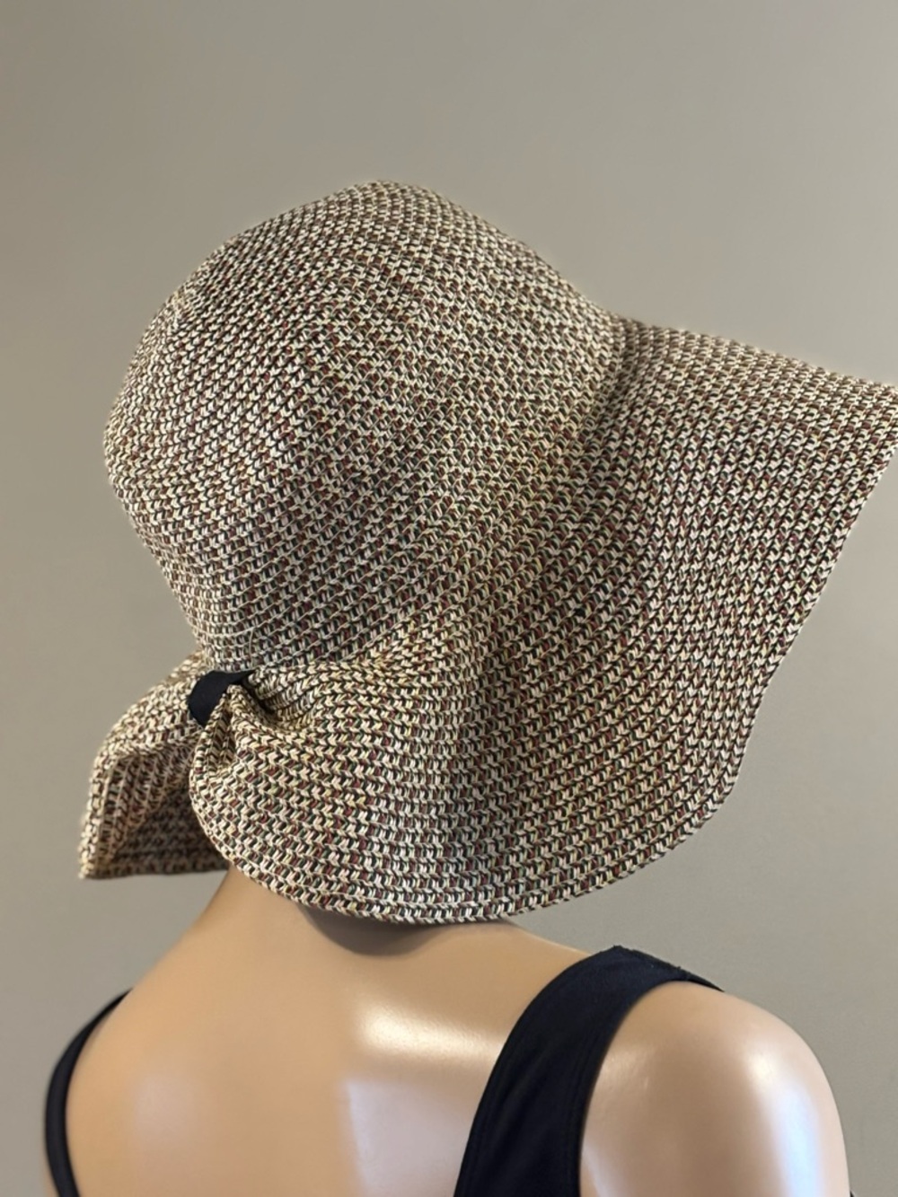 David & Young Wide Brim Floppy Rainbow Woven Sun Hat